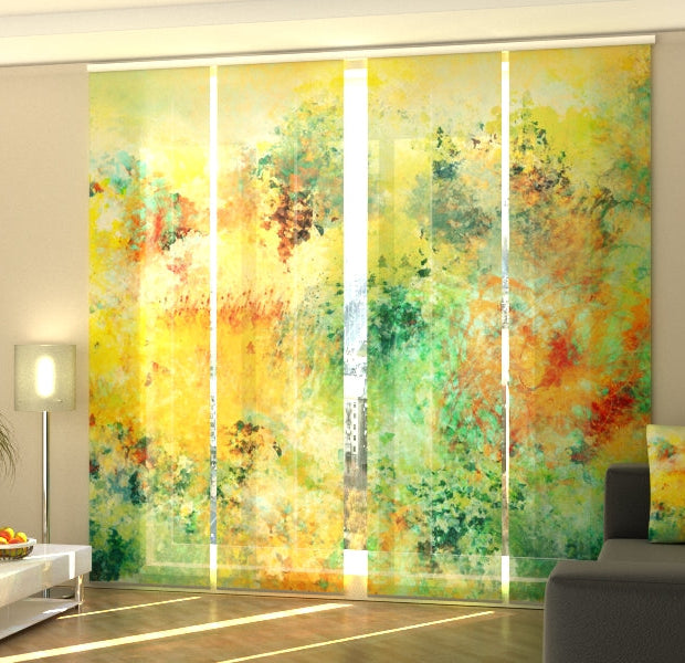 Set of 4 Panel Track Blinds - Abstraction of Colorful Shades
