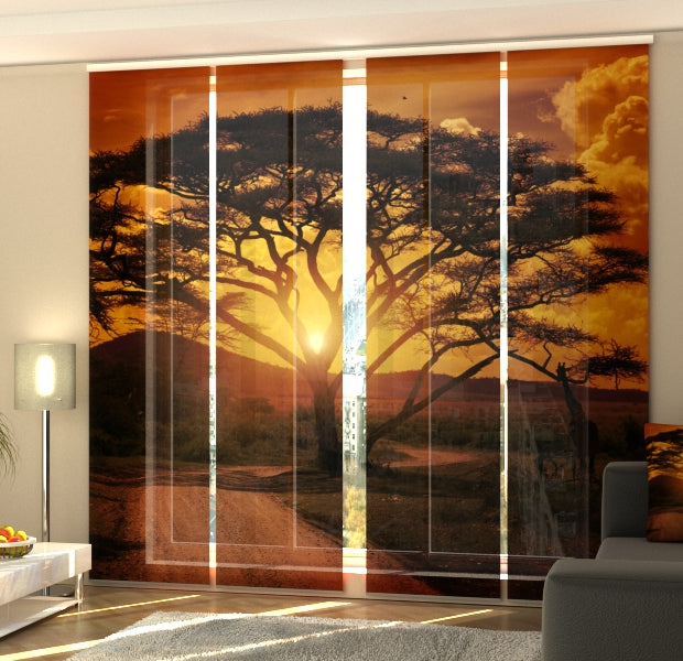 Set of 4 Panel Track Blinds - Africa Sunset