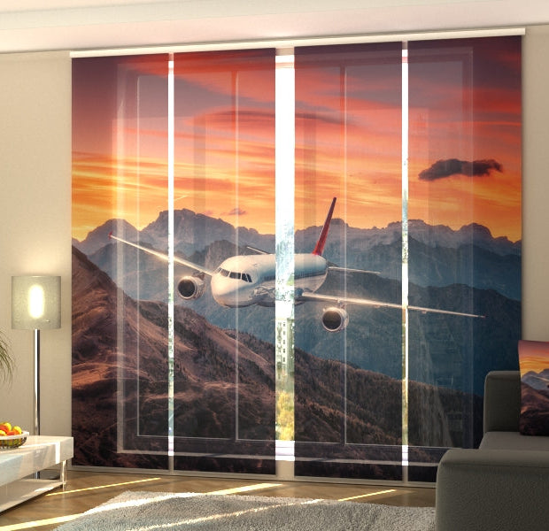 Set of 4 Panel Track Blinds - Airplane over the Mountains