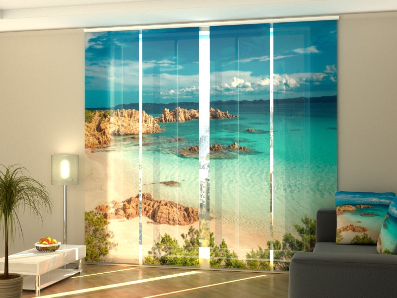 Set of 4 Panel Track Blinds - Amazing Beach in Sardinia