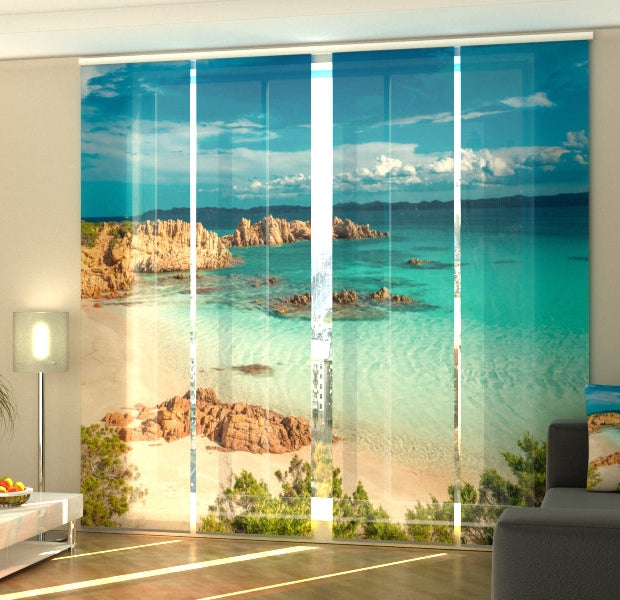 Set of 4 Panel Track Blinds - Amazing Beach in Sardinia