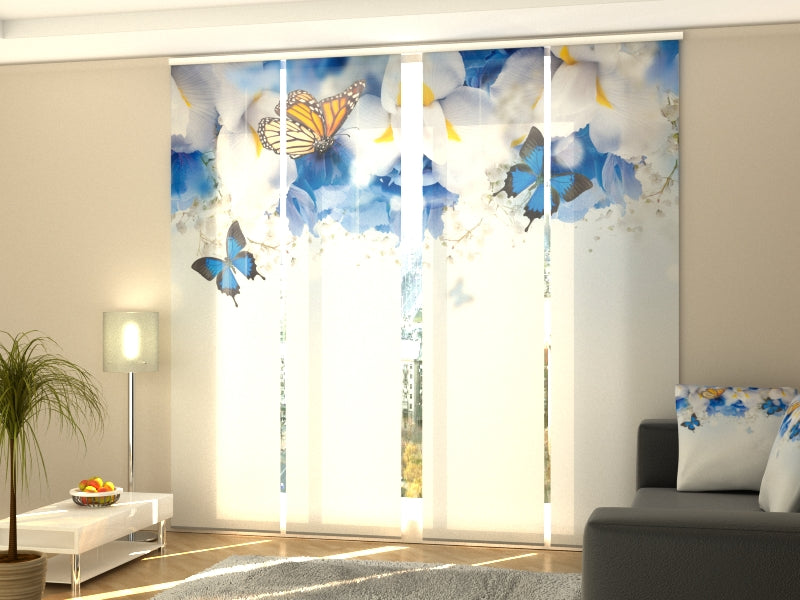 Set of 4 Panel Track Blinds - Amazing Butterflies and Irises