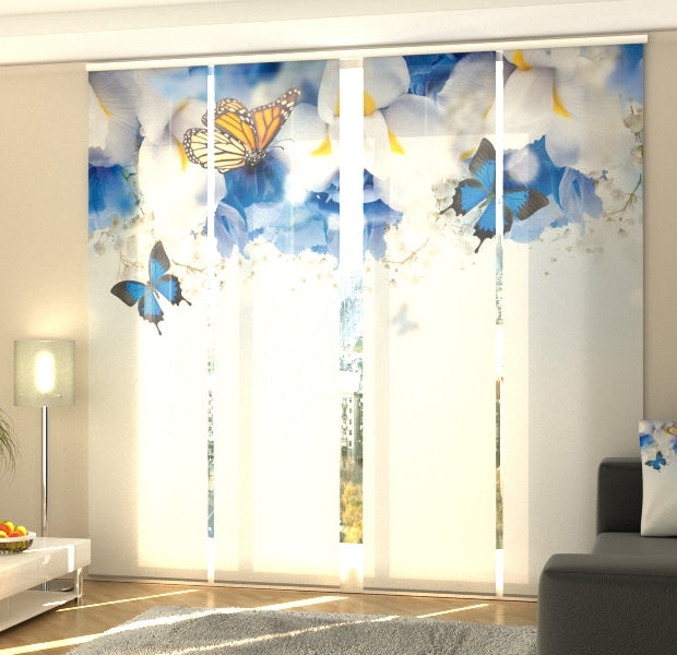 Set of 4 Panel Track Blinds - Amazing Butterflies and Irises