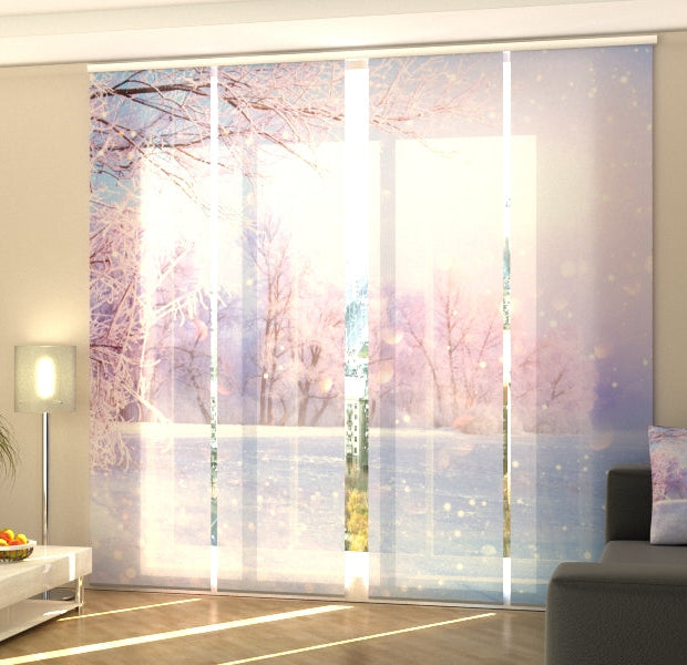 Set of 4 Panel Track Blinds - Amazing Christmas Snowfall