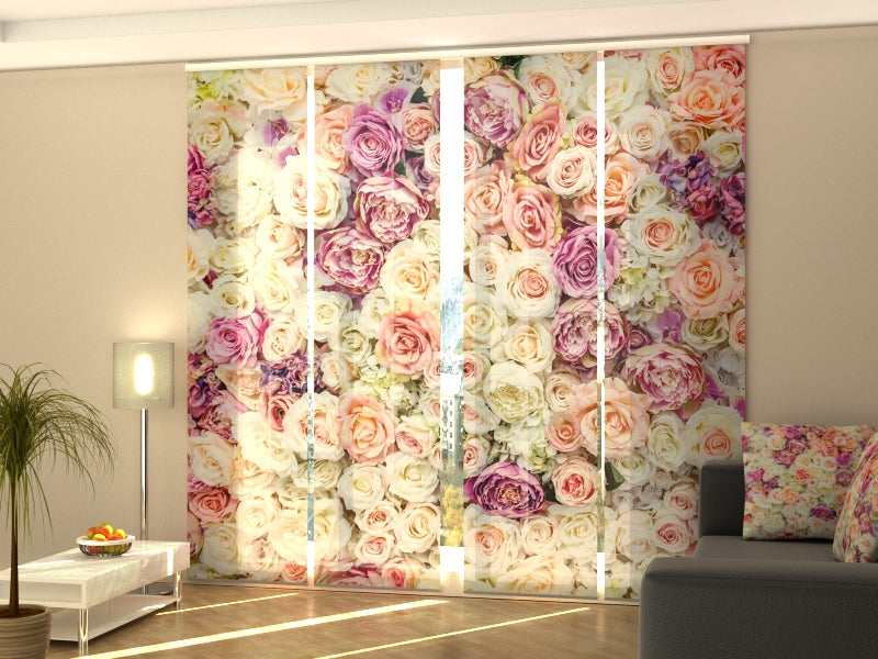 Set of 4 Panel Track Blinds - Amazing Wall of Flowers