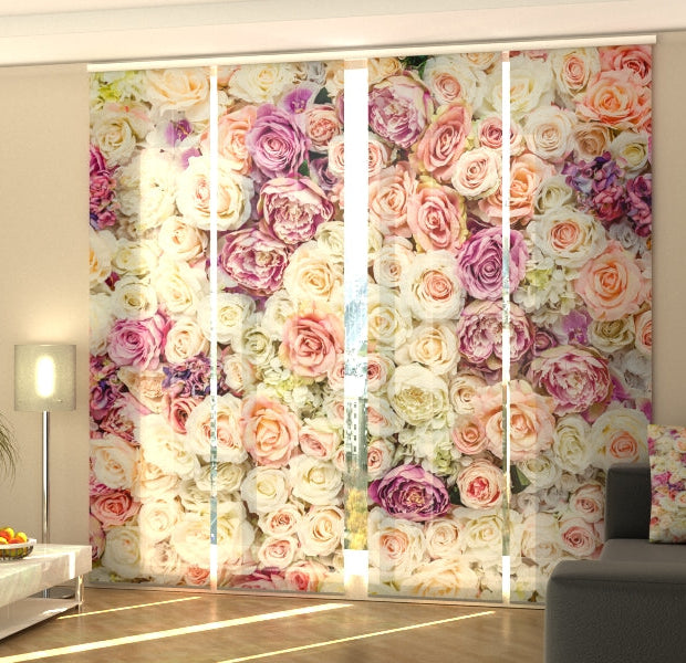 Set of 4 Panel Track Blinds - Amazing Wall of Flowers