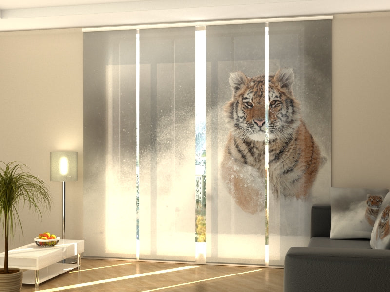 Set of 4 Panel Track Blinds - Amur Tiger