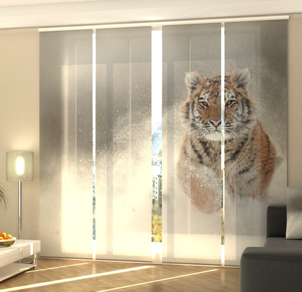Set of 4 Panel Track Blinds - Amur Tiger