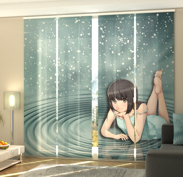 Set of 4 Panel Track Blinds - Anime Girl