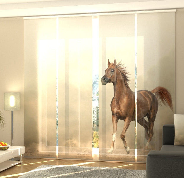 Set of 4 Panel Track Blinds - Arabian Stallion in Prairies