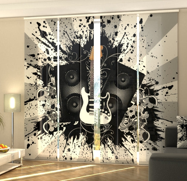 Set of 4 Panel Track Blinds - Art Guitar