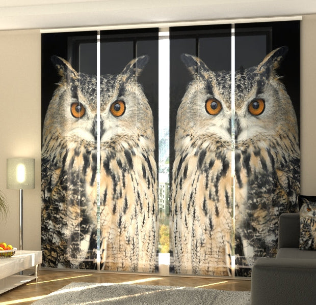 Set of 4 Panel Track Blinds - Attentive Owl