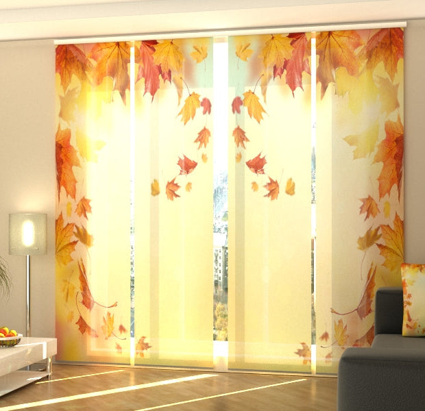 Set of 4 Panel Track Blinds - Autumn Falling Leaves