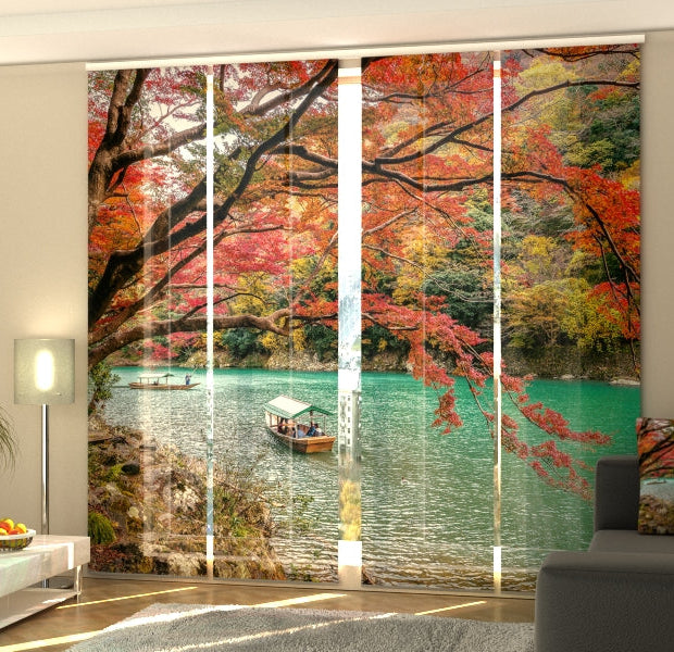 Set of 4 Panel Track Blinds - Autumn Forest in Kyoto