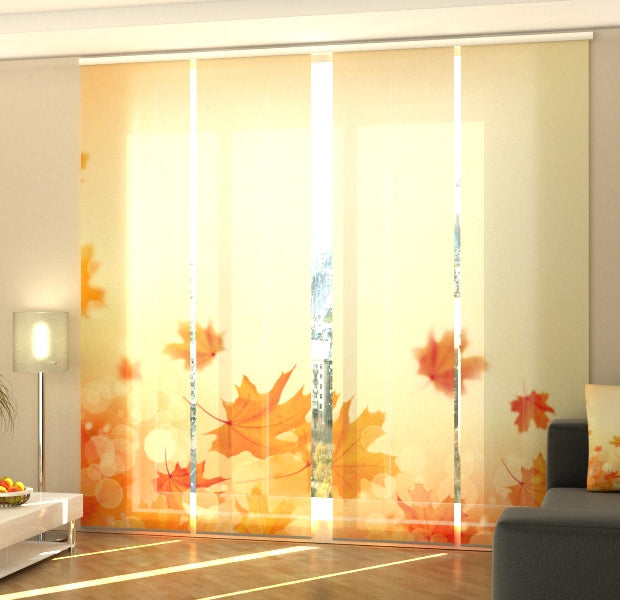 Set of 4 Panel Track Blinds - Autumn Maple Leaves