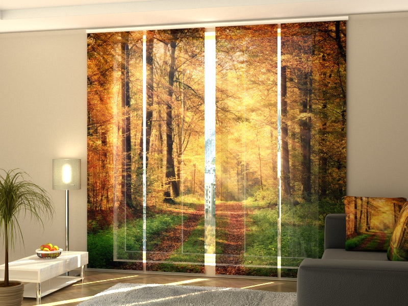Set of 4 Panel Track Blinds - Autumn Road