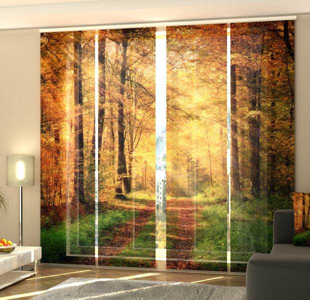 Set of 4 Panel Track Blinds - Autumn Road