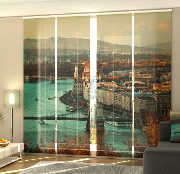 Set of 4 Panel Track Blinds - Autumn in Budapest