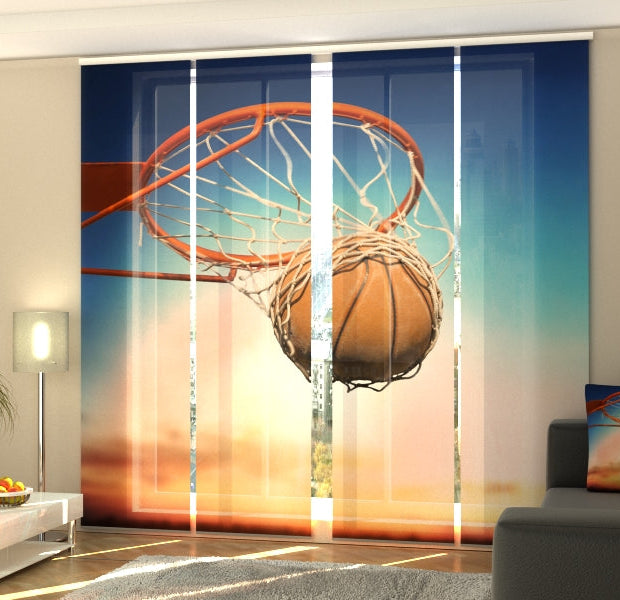 Set of 4 Panel Track Blinds - Basketball Ball in Net