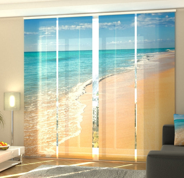 Set of 4 Panel Track Blinds - Beach on Canary islands