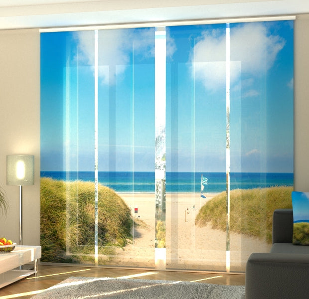 Set of 4 Panel Track Blinds - Beach on Sylt island
