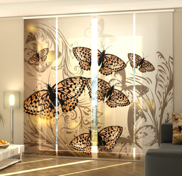 Set of 4 Panel Track Blinds - Beautiful Butterflies