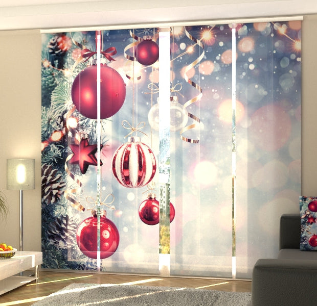 Set of 4 Panel Track Blinds - Beautiful Christmas Baubles