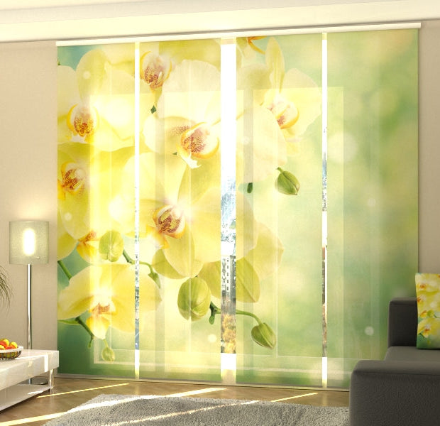 Set of 4 Panel Track Blinds - Beautiful Lemon Orchids