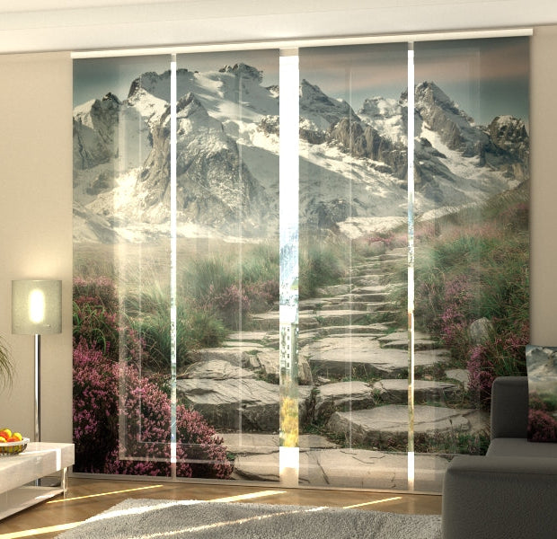 Set of 4 Panel Track Blinds - Beautiful Summer Fog in the Mountains
