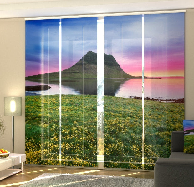Set of 4 Panel Track Blinds - Beautiful Sunset in Iceland