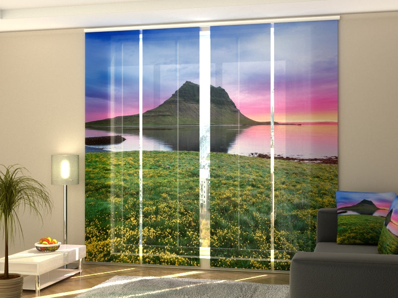 Set of 4 Panel Track Blinds - Beautiful Sunset in Iceland