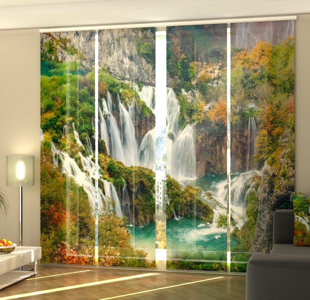 Set of 4 Panel Track Blinds - Beautiful Waterfalls in Croatia