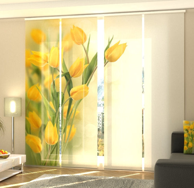 Set of 4 Panel Track Blinds - Beautiful Yellow Tulips