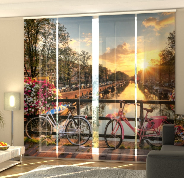 Set of 4 Panel Track Blinds - Beautiful Sunrise over Amsterdam