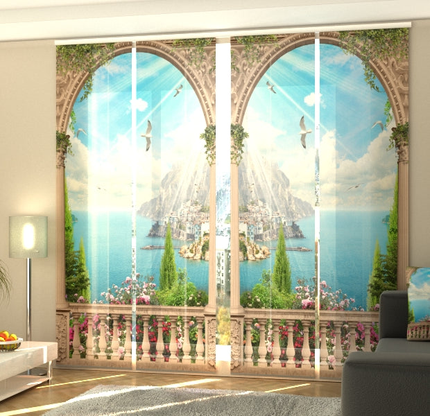 Set of 4 Panel Track Blinds - Beautiful View