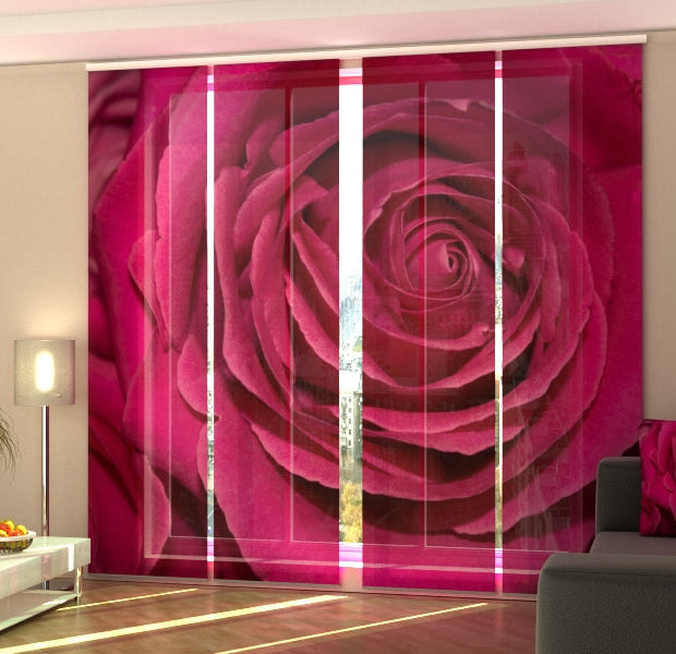 Set of 4 Panel Track Blinds - Big Crimson Rose