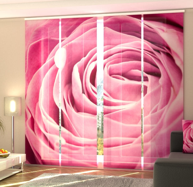 Set of 4 Panel Track Blinds - Big Pink Rose