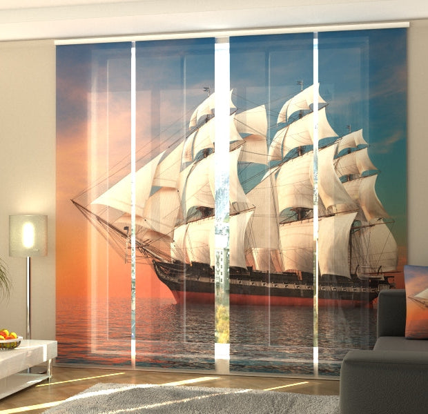 Set of 4 Panel Track Blinds - Big Sailing-ship