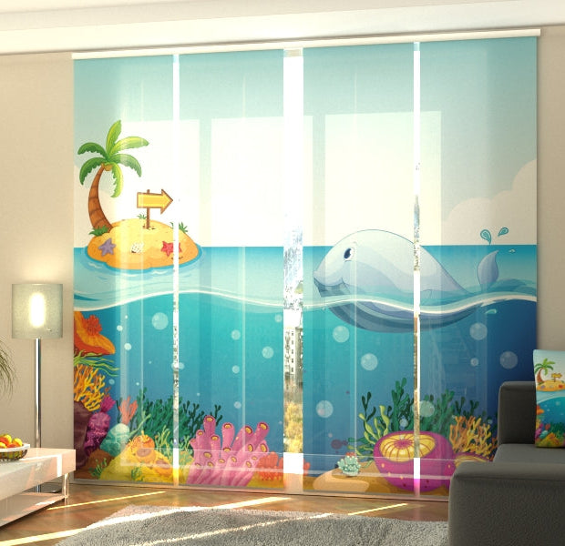 Set of 4 Panel Track Blinds - Big Whale