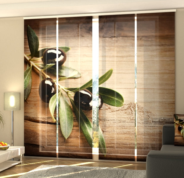 Set of 4 Panel Track Blinds - Black Olive