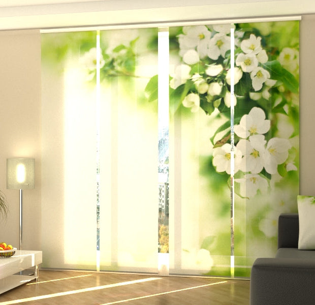 Set of 4 Panel Track Blinds - Blooming Apple Tree Branches