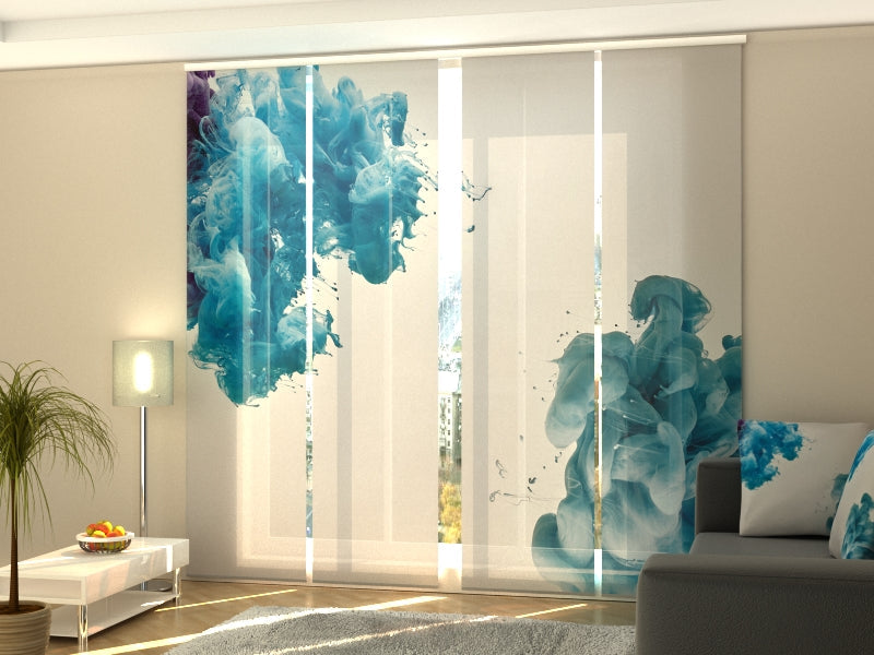 Set of 4 Panel Track Blinds - Blue Splashes of Paint