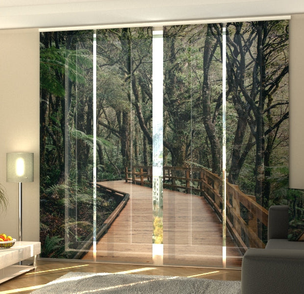 Set of 4 Panel Track Blinds - Boardwalk in Forest