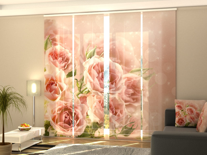 Set of 4 Panel Track Blinds - Bouquet of Delicate Roses