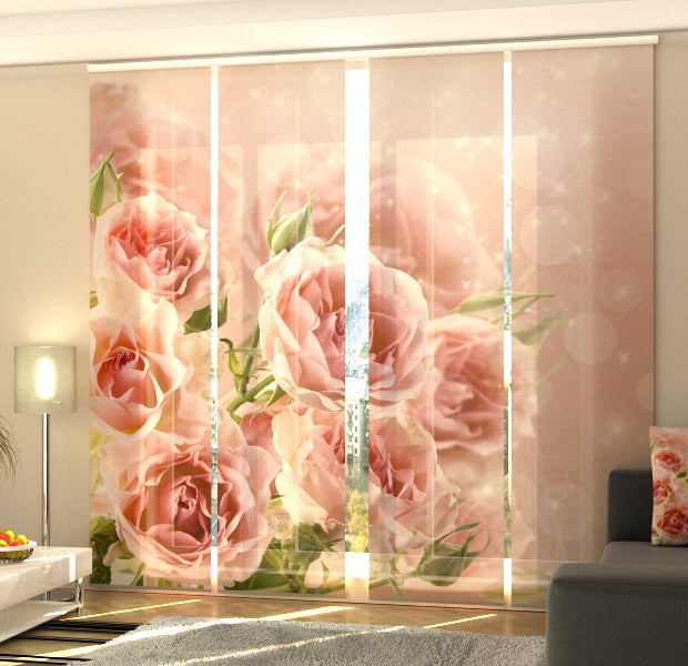 Set of 4 Panel Track Blinds - Bouquet of Delicate Roses