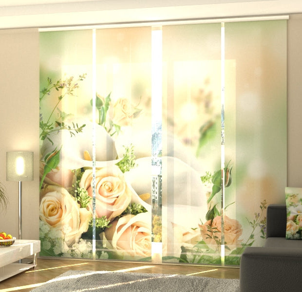 Set of 4 Panel Track Blinds - Bouquet of Spring Flowers