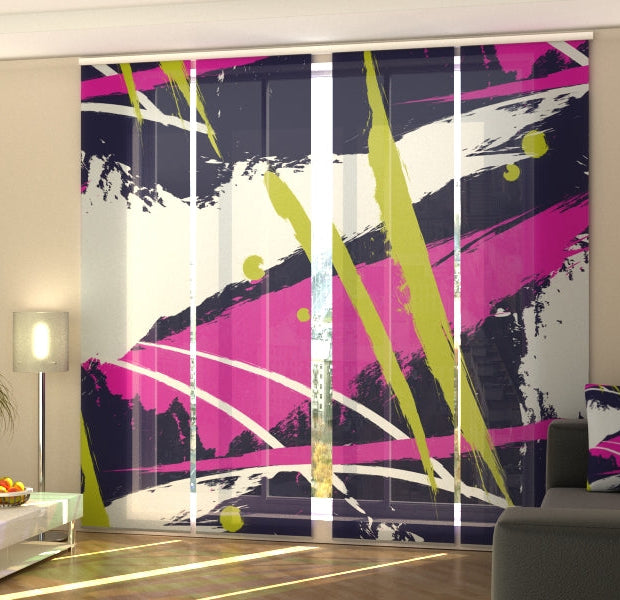 Set of 4 Panel Track Blinds - Bright Watercolor Abstraction