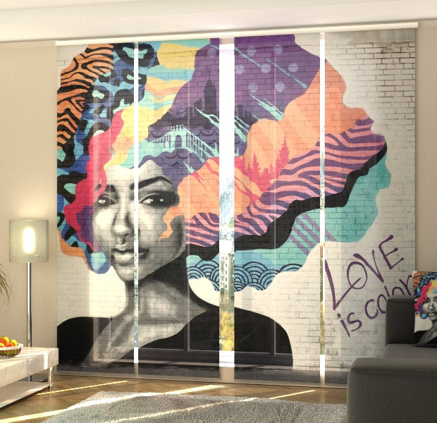 Set of 4 Panel Track Blinds - Brooklyn Graffiti