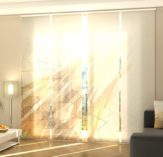 Set of 4 Panel Track Blinds - Brown Geometric Abstraction