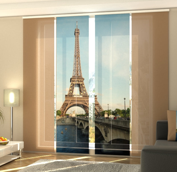 Set of 4 Panel Track Blinds - Brown Tower